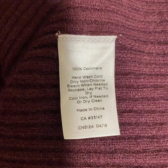 Talbots 100% Cashmere Ribbed Turtleneck Shell Sweater Burgundy Women’s Small NWT - Picture 12 of 15